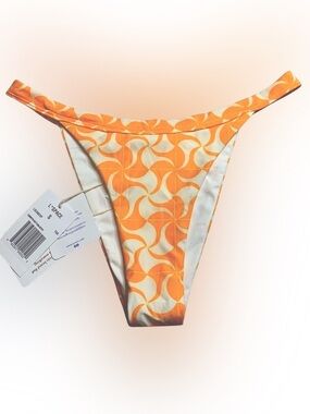 NWT L*Space Camdyn Bottom Bitsy cut Bikini Bottoms Women Small Orange White